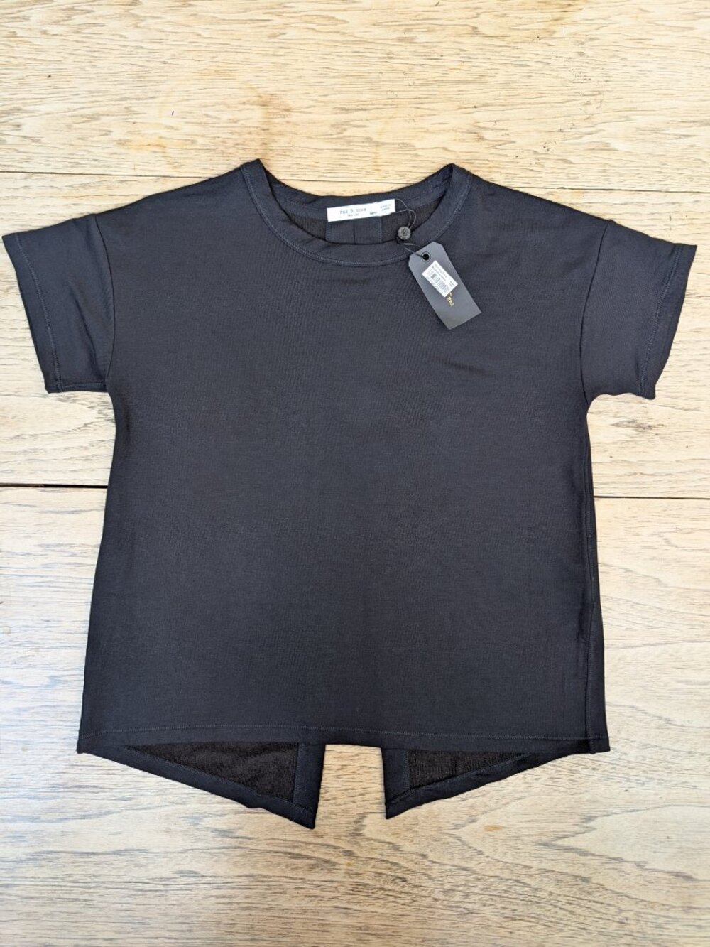NWT Rag & Bone soft cotton modal split open back black tee blouse top shirt XS